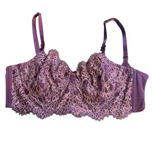 Victoria’s Secret Dream Angels Lace Bra 36C Berry Purple Gold Push Up